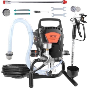 VEVOR Stand Airless Paint Sprayer, 1500W, 3300PSI High Pressure Airless Sprayer, Cleaning Brush, Hose, Extension Rod, Nozzles, Electric Spray Paint Machine for Large Apartments, Factory Buildings(950W Stand Airless Paint Sprayer)