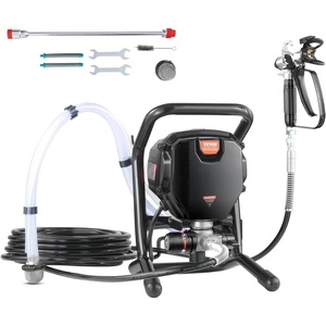 VEVOR Stand Airless Paint Sprayer, 1500W, 3300PSI High Pressure Airless Sprayer, Cleaning Brush, Hose, Extension Rod, Nozzles, Electric Spray Paint Machine for Large Apartments, Factory Buildings(750W Stand Airless Paint Sprayer)