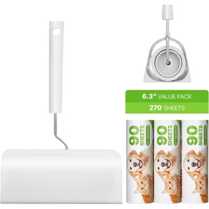 VEVOR Sticky Lint Roller, 3 Pack Large Pet Hair Rollers Remover Set, 270 Sheets Extra Sticky Lint Roller with Upgraded Handle, Portable Cat and Dog Hair Remover for Carpet, Couch, Clothing and Bedding