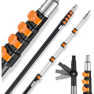 VEVOR Telescopic Extension Pole, 6-24 FT Multi-Purpose Extension Pole, Sturdy Aluminum Alloy Paint Extendable Pole with Flip-Lock Design, Telescopic Pole for Painting, Dusting and Cleaning(7-30 FT)