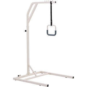VEVOR Trapeze Bar for Bed Mobility, Height-Adjustable Bed Trapeze with 2 Casters, 350LBS Weight Capacity Heavy Duty Pull Up Trapeze Bar with Floor Stand for Elderly, Disabled, Bedridden Patients(Straight rod support 1)