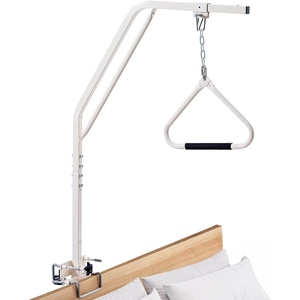 VEVOR Trapeze Bar for Bed Mobility, Height-Adjustable Bed Trapeze with 2 Casters, 350LBS Weight Capacity Heavy Duty Pull Up Trapeze Bar with Floor Stand for Elderly, Disabled, Bedridden Patients(Straight rod support 2)