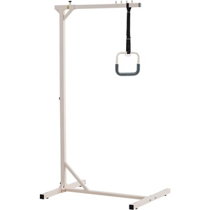 VEVOR Trapeze Bar for Bed Mobility, Height-Adjustable Bed Trapeze with 2 Casters, 350LBS Weight Capacity Heavy Duty Pull Up Trapeze Bar with Floor Stand for Elderly, Disabled, Bedridden Patients(Straight rod support 3)
