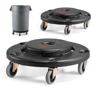 VEVOR Trash Can Dolly, Fit 20, 32, 44, 55 Gallon Containers, 2 Packs Round Trash Can Roller Base with 4 Swivel Wheels, 500lbs Heavy Duty Barrel Dolly, Multi-Functional Rolling Cart
