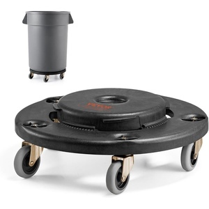 VEVOR Trash Can Dolly, Fit 20, 32, 44, 55 Gallon Containers, Round Trash Can Roller Base with 4 Lockable Wheels, 500lbs Weight Capacity, Heavy Duty Barrel Dolly, Multi-Functional Rolling Cart(18″ × 6.1″)