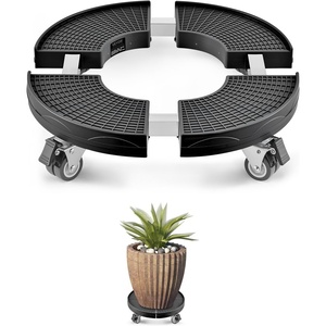 VEVOR Trash Can Dolly with 4 Lockable Wheels, 440lbs Weight Capacity, Round Trash Can Roller Base, 15-22.8 in Adjustable, Heavy Duty Drum Dolly Plant Caddy, Multi-Functional Rolling Dolly Cart, Black(Black)