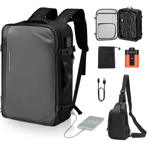 VEVOR Vacuum Travel Backpack, 80L, Expandable Vacuum Seal Compression Travel Backpack with Pump, with TSA-Approved Lock, Airback Vacpack, Water-Resistant Carry-On Suitcase Luggage, for Business, Black(Gray)
