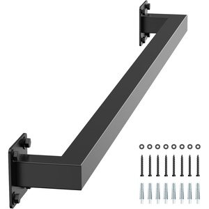 VEVOR Wall Mounted Stair Handrail, 5ft Pipe Staircase Handrail, Black Galvanized Aluminum, 1.26 inch Pipe Diameter, Indoor&Outdoor Staircase Railing,Industrial Hand Rail for Steps,Security Baluster(3 Feet)
