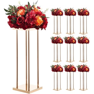 VEVOR Wedding Flower Stand, 10PCS 23.62-inch Column Flower Stand, Floral Stands with Metal Laminate, Cylindrical Cubic Floral Display Rack for Wedding, Party, Birthday, Home,French Gold Centerpiece Stands(23.62 inch)