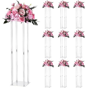 VEVOR Wedding Flower Stand, 10PCS 23.62-inch Column Flower Stand, Floral Stands with Metal Laminate, Cylindrical Cubic Floral Display Rack for Wedding, Party, Birthday, Home,French Gold Centerpiece Stands(31.5 inch)
