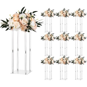 VEVOR Wedding Flower Stand, 10PCS 23.62-inch Column Flower Stand, Floral Stands with Metal Laminate, Cylindrical Cubic Floral Display Rack for Wedding, Party, Birthday, Home,French Gold Centerpiece Stands(19.69 inch)