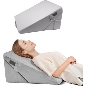 VEVOR Wedge Pillow for Sleeping, 4 Pcs Adjustable Orthopedic Bed Wedge Set, Support Leg Neck Shoulder, Post Surgery Pillow for Back Pain, Acid Reflux, Snoring Relief, Sitting up in Bed, Dark Grey(2PCS-Half moon pillow-Velvet)