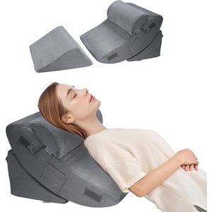 VEVOR Wedge Pillow for Sleeping, 4 Pcs Adjustable Orthopedic Bed Wedge Set, Support Leg Neck Shoulder, Post Surgery Pillow for Back Pain, Acid Reflux, Snoring Relief, Sitting up in Bed, Dark Grey(4PCS-Half moon pillow-Velvet)