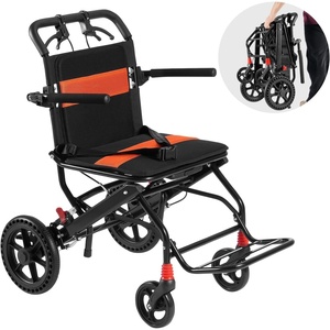 VEVOR Wheelchair, Carbon Steel Transport Chair for Adults, Foldable Wheelchair with Detachable Armrest, Self-Locking Brake, 24-Inch Wide Seat, 300lbs Weight Capacity, for The Disabled Move Freely(18-Inch Wide Seat 220 Pound)