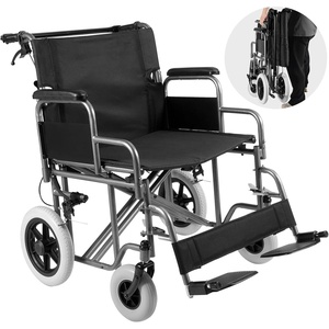 VEVOR Wheelchair, Carbon Steel Transport Chair for Adults, Foldable Wheelchair with Detachable Armrest, Self-Locking Brake, 24-Inch Wide Seat, 300lbs Weight Capacity, for The Disabled Move Freely(24-Inch Wide Seat 300 Pound)