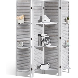 VEVOR Wood Room Divider, 4 Panel Wood Folding Privacy Screen, 66.9 Inches Tall Indoor Louvered Partition Divider, Portable Decoration Screen, for Room Separation, Home, Office, Restaurant & Bedroom