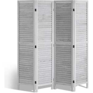 VEVOR Wood Room Divider, 6 Panel Wood Folding Privacy Screen, 66.9 Inches Tall Indoor Louvered Partition Divider, Portable Decoration Screen, for Room Separation, Home, Office, Restaurant & Bedroom(Light Grey)