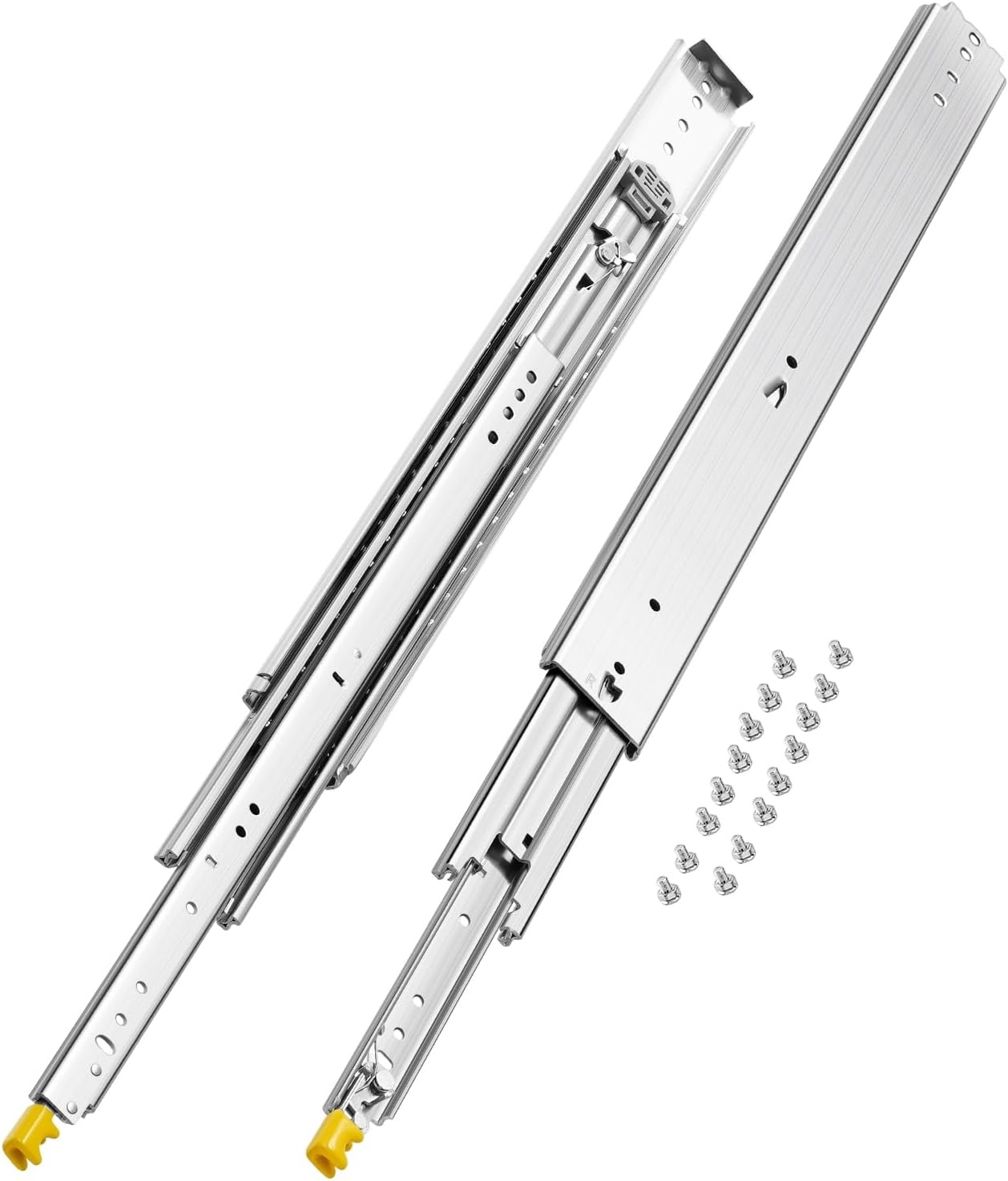 image:imageVEVOR 1 Pair Full Extension Drawer Slides 18 20 22 28 30 32 36 38 40 44 48 52 56 60 in 500 lbs Load Capacity Locking Drawer Slides Ball Bearing with Lock Side Mount Drawer Slide Rail