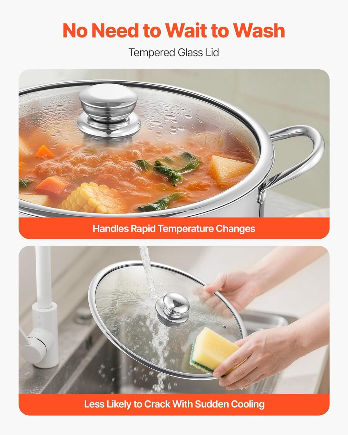 image:imageVEVOR 188 Stainless Steel Stockpot 42QT Large Cooking Pots Multipurpose Cookware Sauce Pot with Composite Base Heavy Duty Commercial Grade Stock Pot Sanding Treatment for Large Groups Events159 Quarts