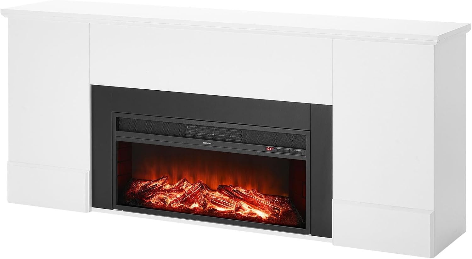 image:imageVEVOR 75Inch Freestanding Fireplace 1500W 5120 BTU Electric Fireplace Heater with Mantel Adjustable Flame amp Timer Overheat Protection Remote Control for Indoor Living Room amp Bedroom White75 Inch