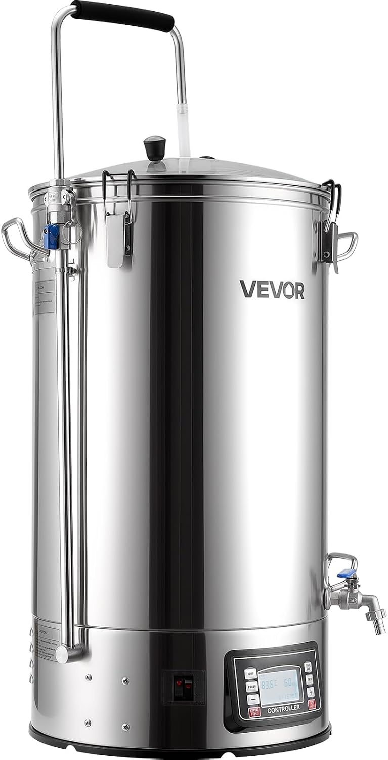image:imageVEVOR Beer Brewing Equipment 16 Gal60L Beer Maker with AntiBurn Pump and Wort Chiller3000W AllinOne Home Brewing Kit with Digital Control Recipe Memory amp Timer Removable mesh strainer16 Gal