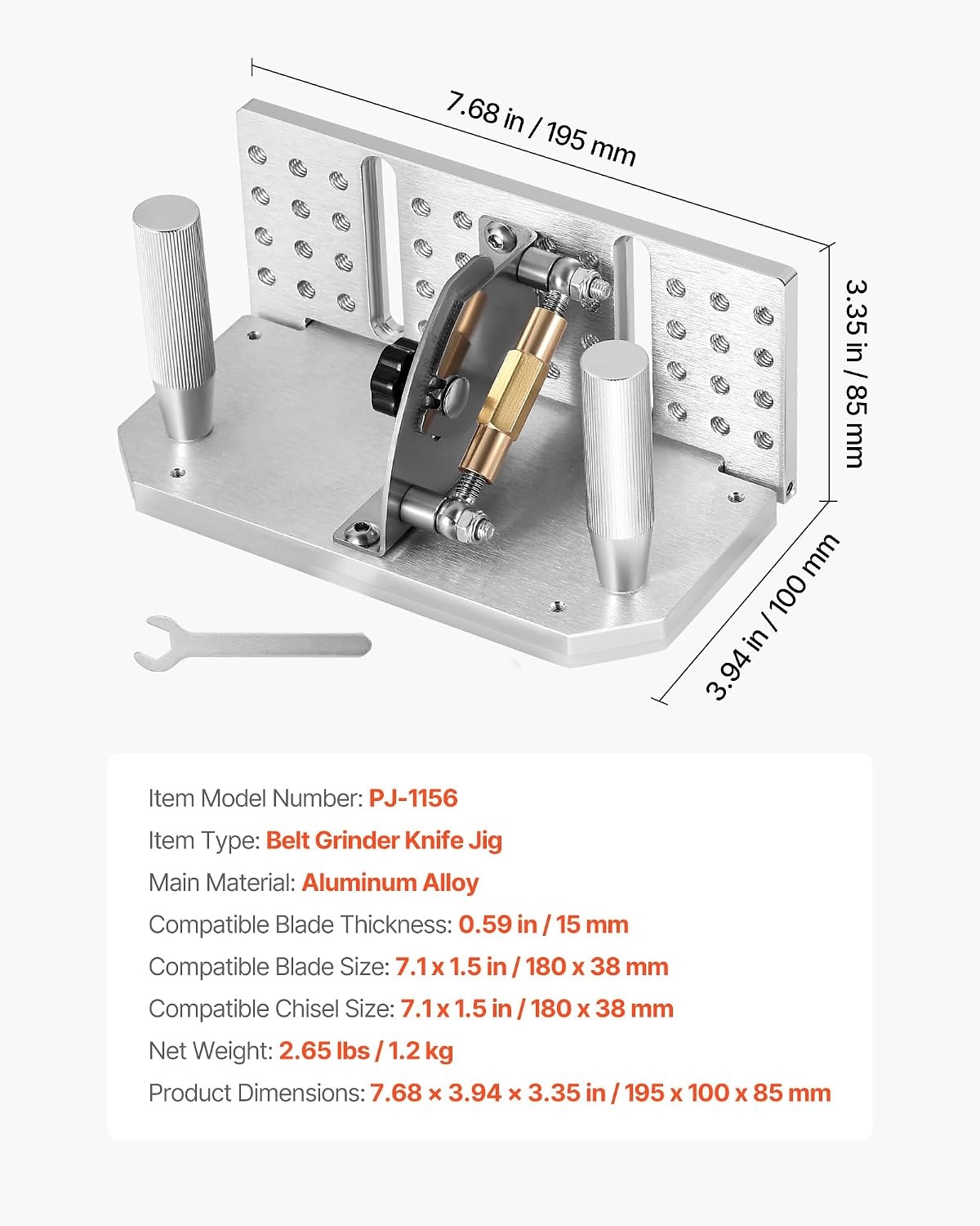image:imageVEVOR Belt Grinder Knife Jig 85 115 Adjustable Belt Sander Knife Sharpening Jig with Dual Handles 768 Long Sharpener Locator Compatible with Belt Sander Bench Grinder Sharpening MachineSharpening JigUpgrade