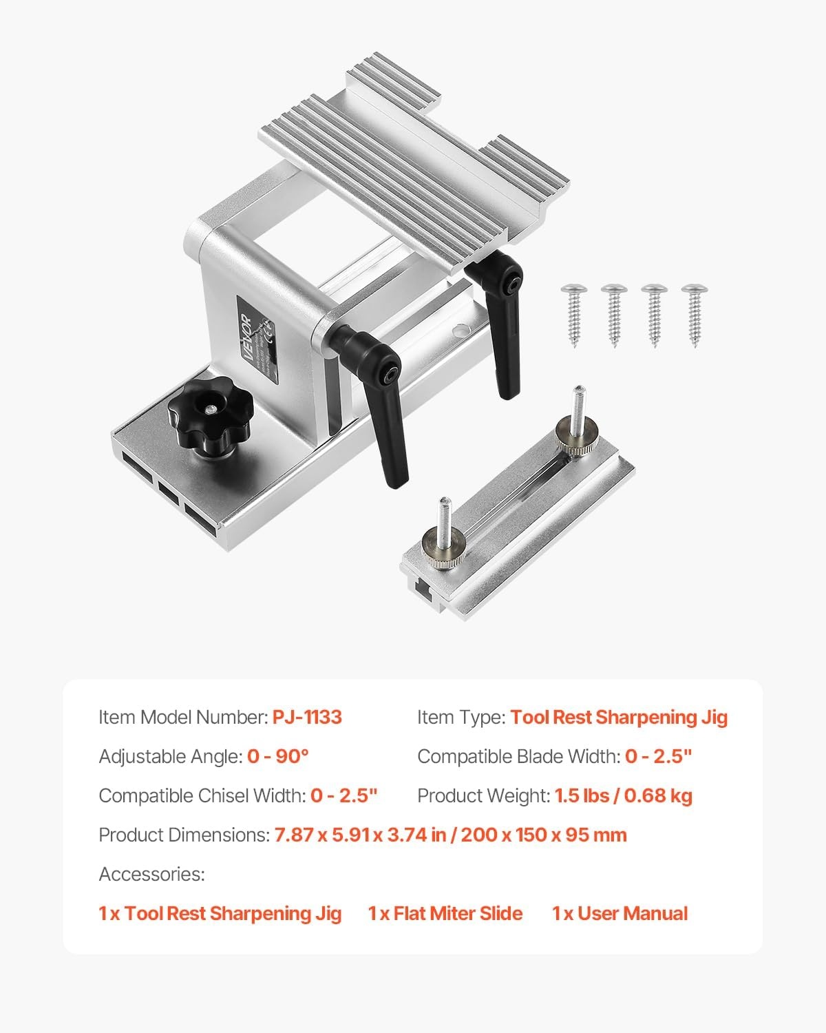 image:imageVEVOR Bench Grinder Tool Rest Adjustable Replacement Tool Rest Sharpening Jig for 6 or 8 Bench Grinder with Flat Miter Slide for 025 inch Wide Blades and Chisels
