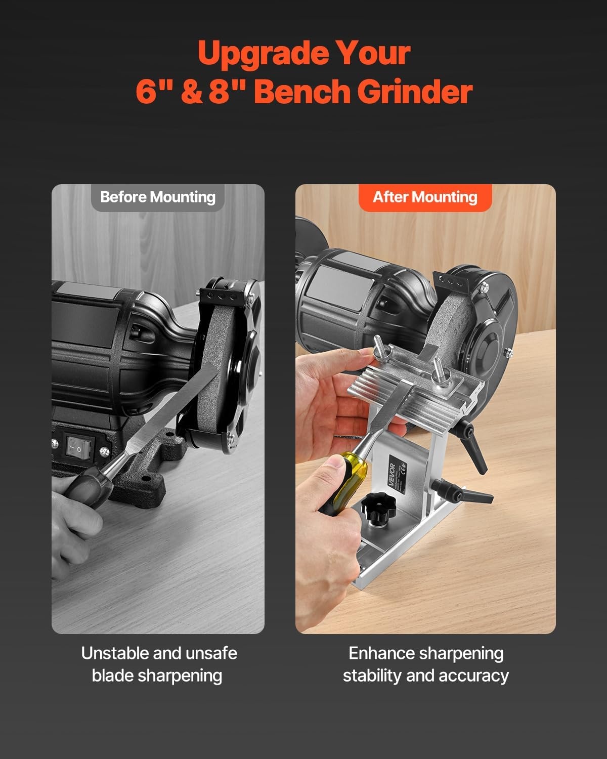 image:imageVEVOR Bench Grinder Tool Rest Adjustable Replacement Tool Rest Sharpening Jig for 6 or 8 Bench Grinder with Flat Miter Slide for 025 inch Wide Blades and Chisels