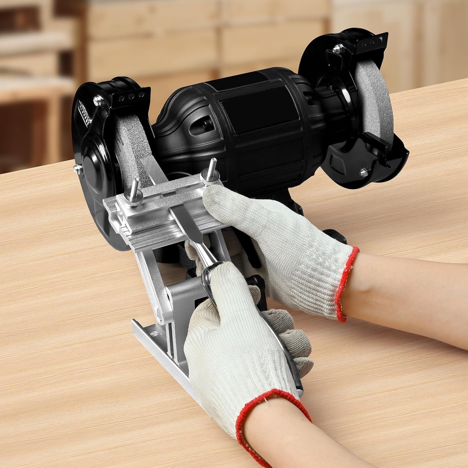 image:imageVEVOR Bench Grinder Tool Rest Adjustable Replacement Tool Rest Sharpening Jig for 6 or 8 Bench Grinder with Flat Miter Slide for 025 inch Wide Blades and Chisels