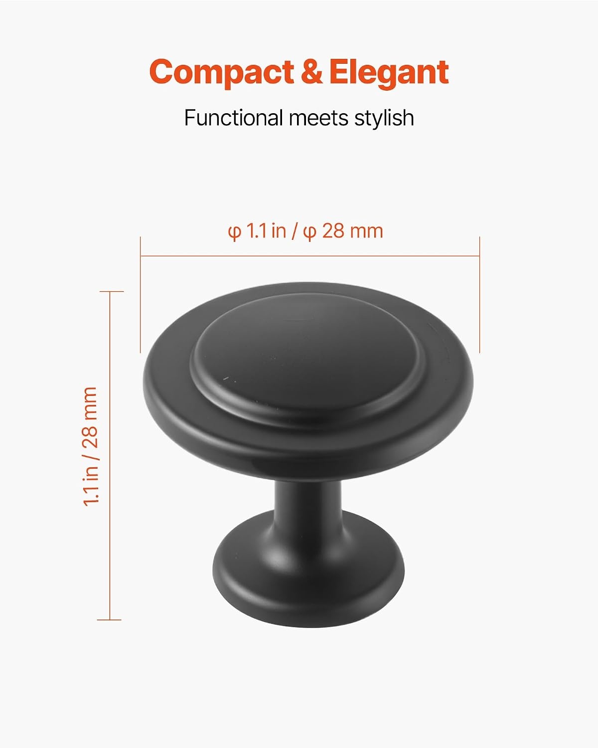 image:imageVEVOR Cabinet Knobs 30 Pack 122 Inch Black Zinc Alloy Drawer Pulls amp Door Handles Mushroom Kitchen Solid Knobs Dresser Handles Cupboard Hardware with Screws for Bathroom Closet Cabinets Drawers30 PCS