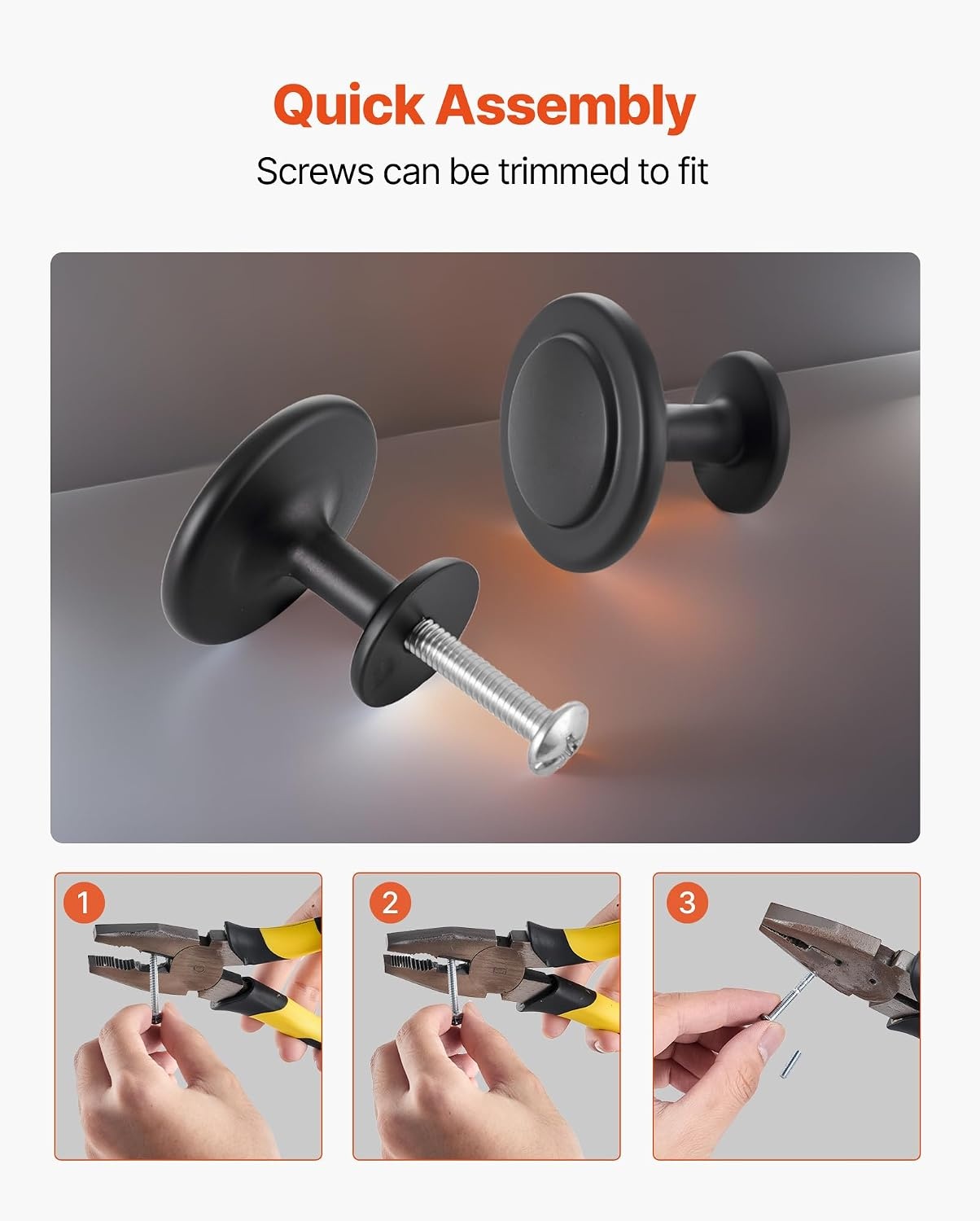 image:imageVEVOR Cabinet Knobs 30 Pack 122 Inch Black Zinc Alloy Drawer Pulls amp Door Handles Mushroom Kitchen Solid Knobs Dresser Handles Cupboard Hardware with Screws for Bathroom Closet Cabinets Drawers30 PCS