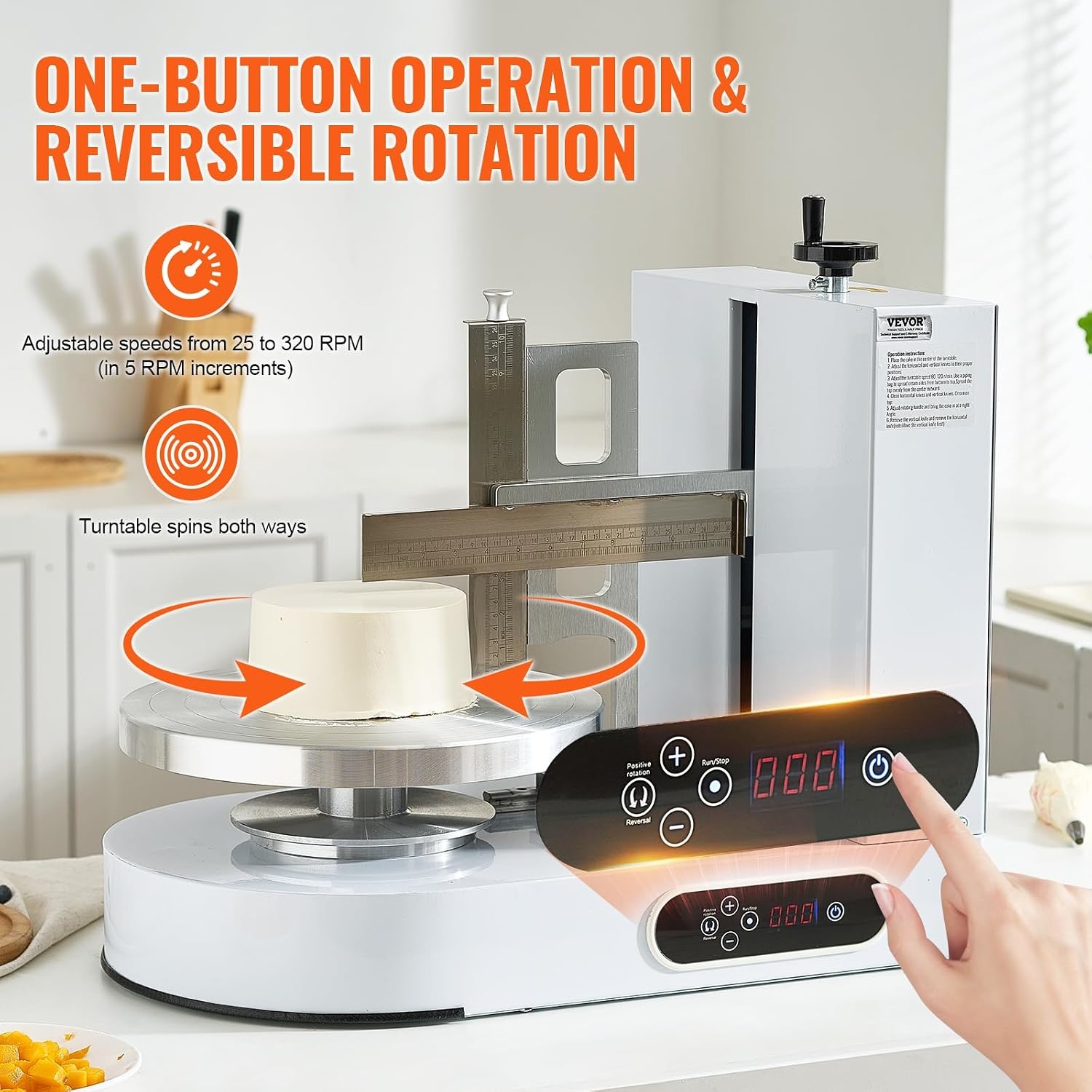 image:imageVEVOR Cake Decorating Machine Cake Cream Spreading Coating Smearing Machine Low Noise Cake Frosting Machine Turntable with Adjustable Scraper for 4 to 16 Cake 25320RPM Rotating Speed PinkWhite