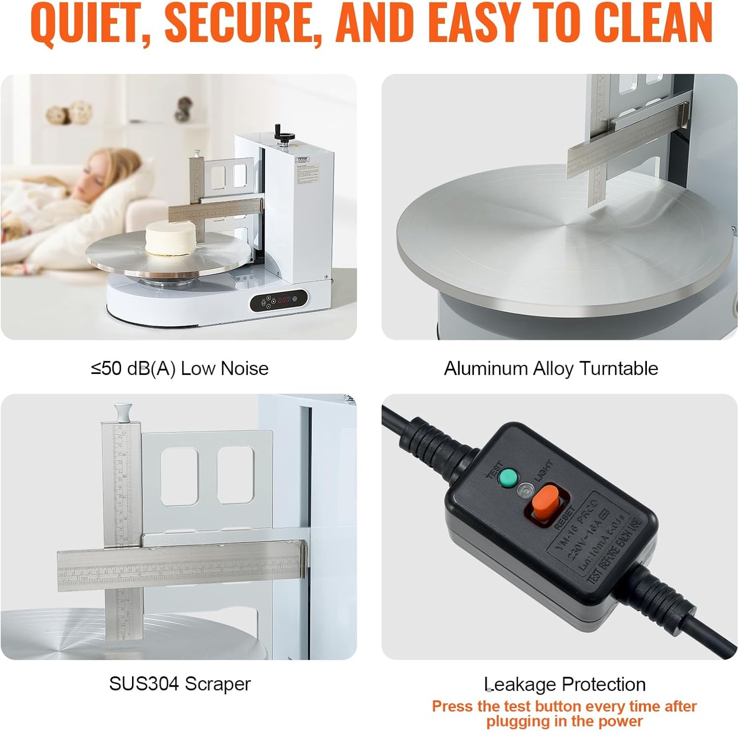 image:imageVEVOR Cake Decorating Machine Cake Cream Spreading Coating Smearing Machine Low Noise Cake Frosting Machine Turntable with Adjustable Scraper for 4 to 16 Cake 25320RPM Rotating Speed PinkWhite