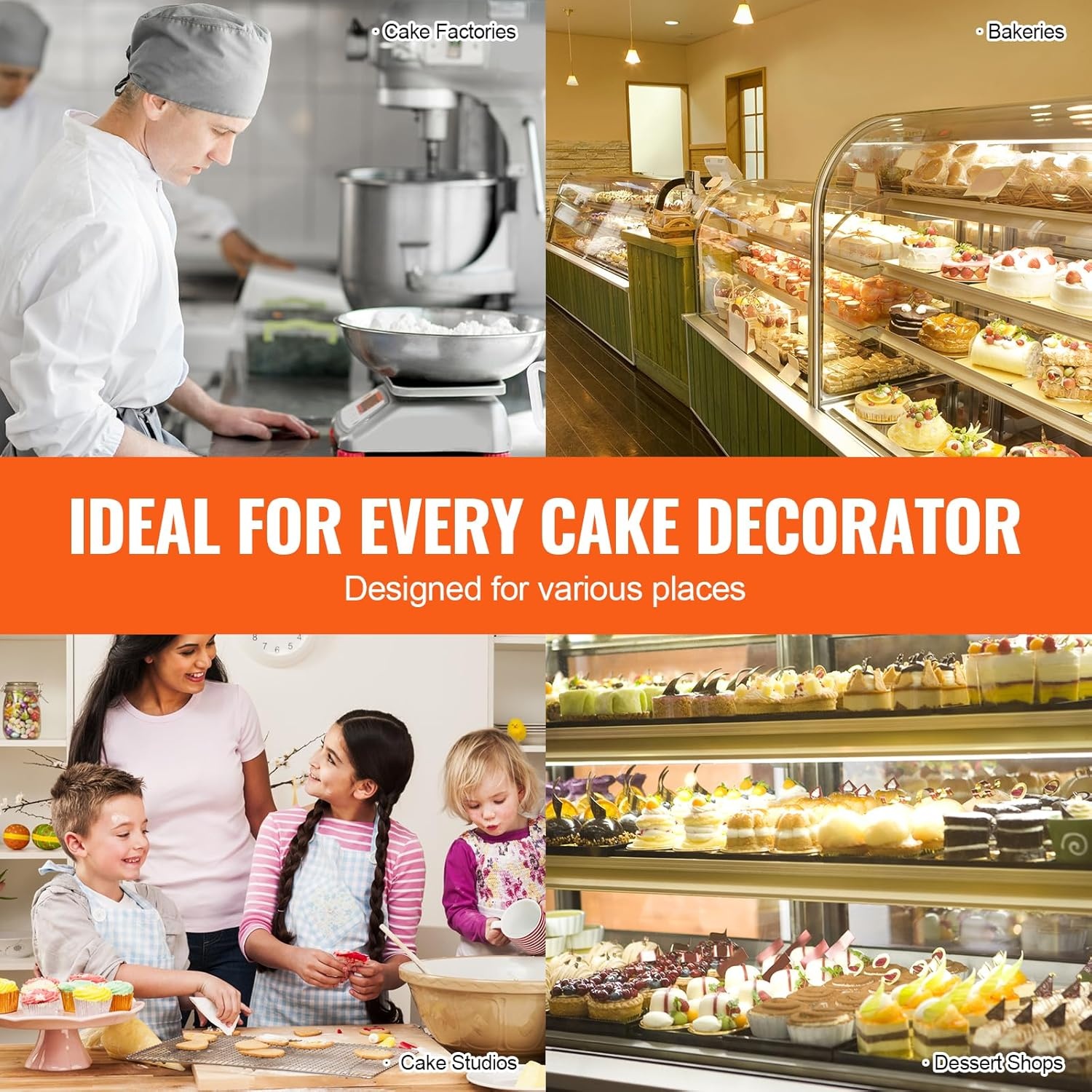 image:imageVEVOR Cake Decorating Machine Cake Cream Spreading Coating Smearing Machine Low Noise Cake Frosting Machine Turntable with Adjustable Scraper for 4 to 16 Cake 25320RPM Rotating Speed PinkPink