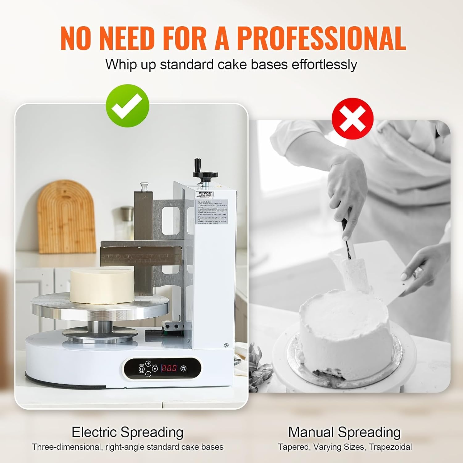 image:imageVEVOR Cake Decorating Machine Cake Cream Spreading Coating Smearing Machine Low Noise Cake Frosting Machine Turntable with Adjustable Scraper for 4 to 16 Cake 25320RPM Rotating Speed PinkWhite