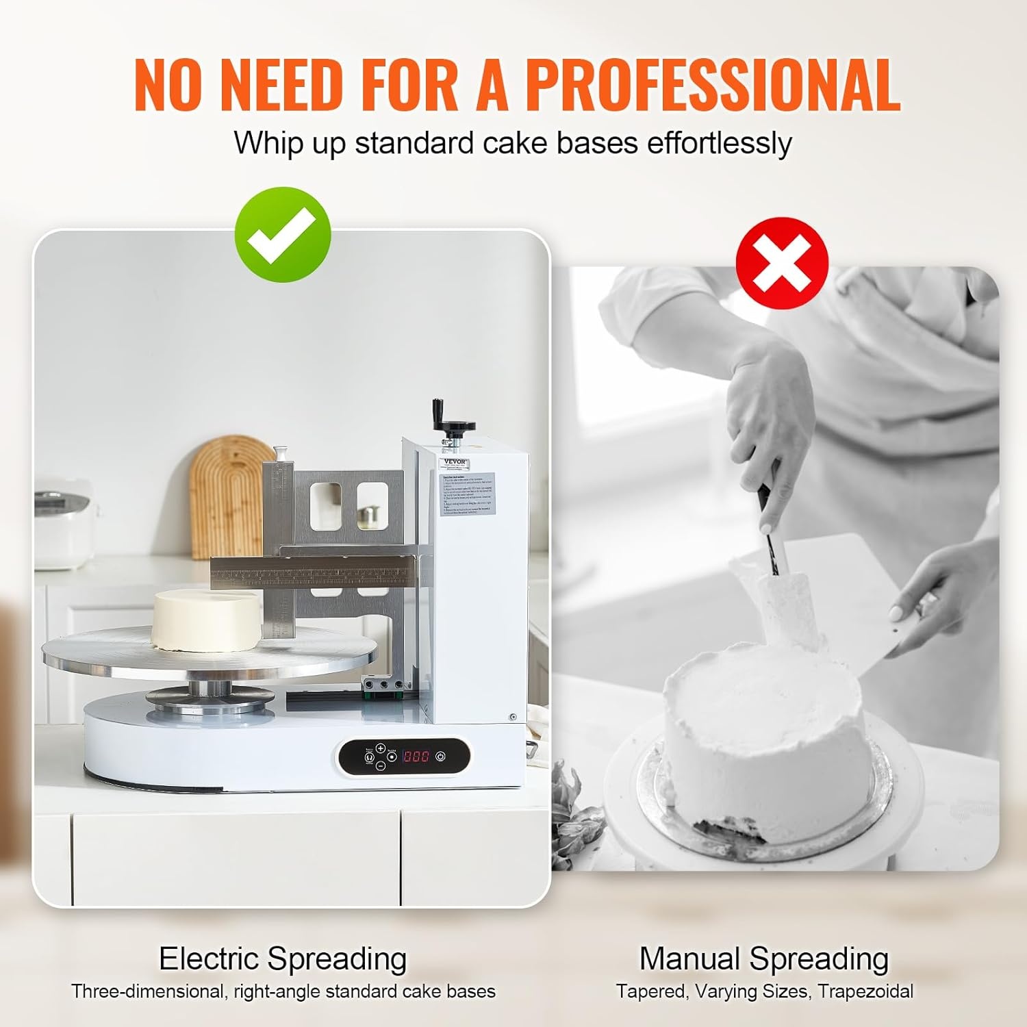 image:imageVEVOR Cake Decorating Machine Cake Cream Spreading Coating Smearing Machine Low Noise Cake Frosting Machine Turntable with Adjustable Scraper for 4 to 16 Cake 25320RPM Rotating Speed PinkWhite
