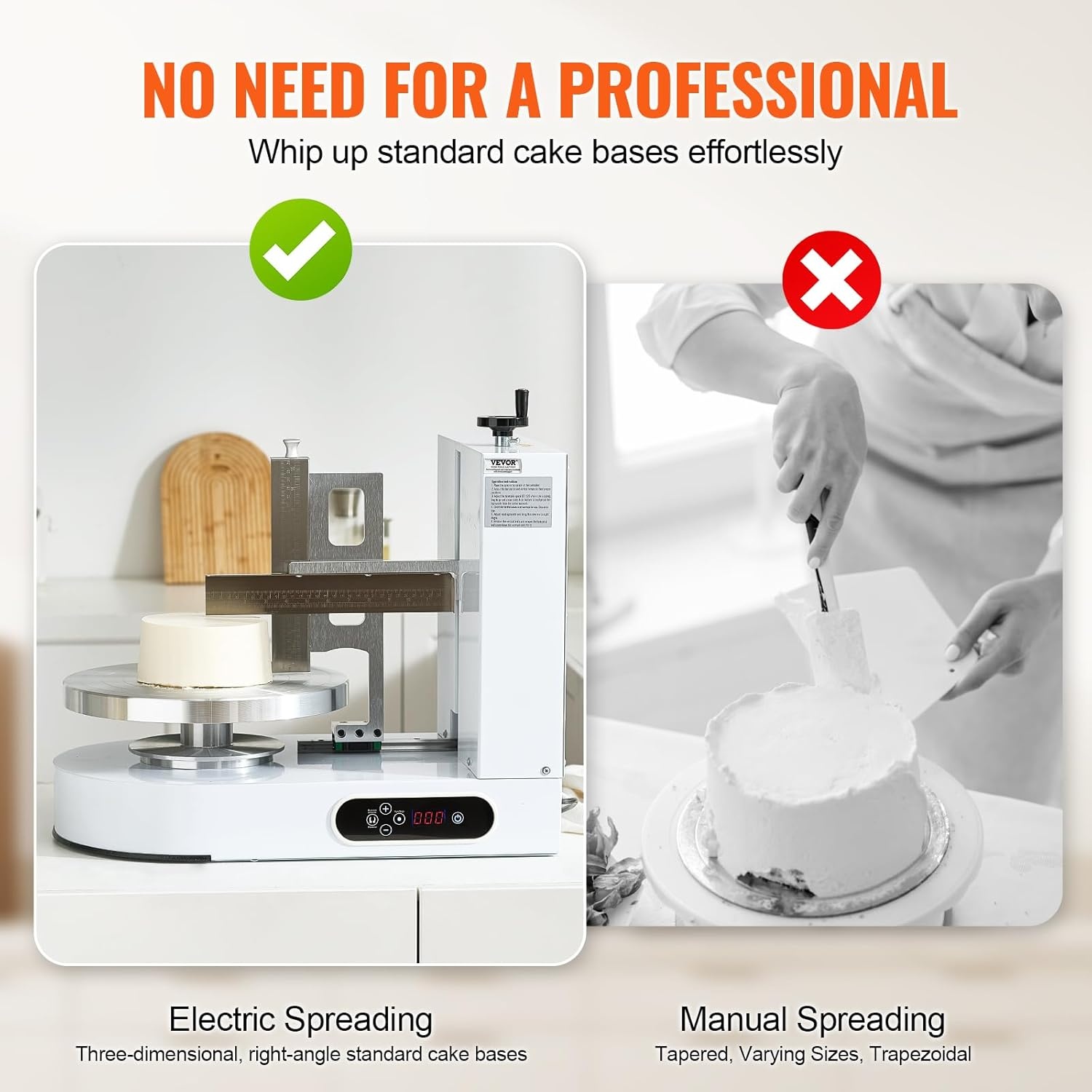 image:imageVEVOR Cake Decorating Machine Cake Cream Spreading Coating Smearing Machine Low Noise Cake Frosting Machine Turntable with Adjustable Scraper for 4 to 16 Cake 25320RPM Rotating Speed PinkWhite