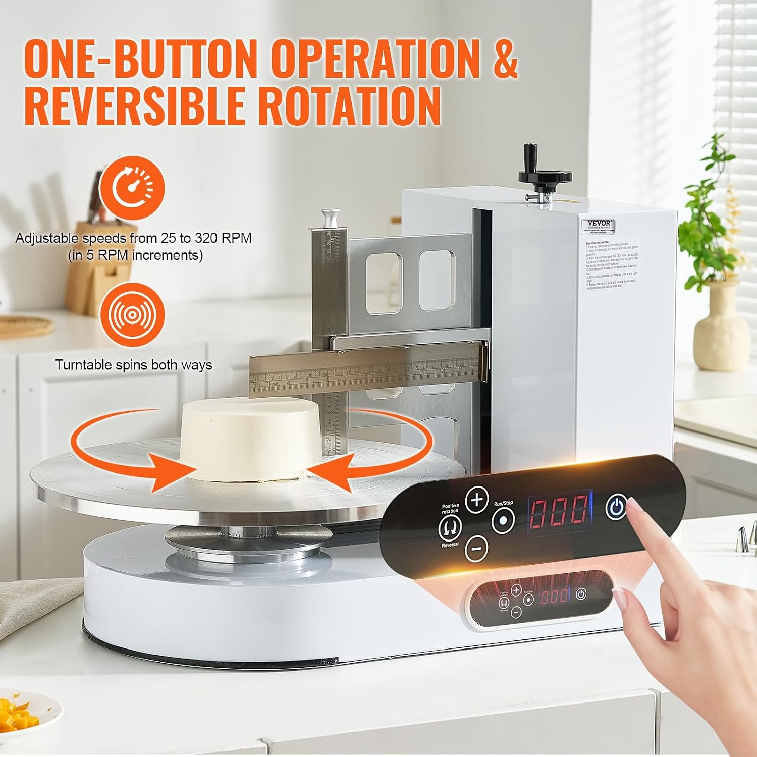 image:imageVEVOR Cake Decorating Machine Cake Cream Spreading Coating Smearing Machine Low Noise Cake Frosting Machine Turntable with Adjustable Scraper for 4 to 16 Cake 25320RPM Rotating Speed PinkWhite