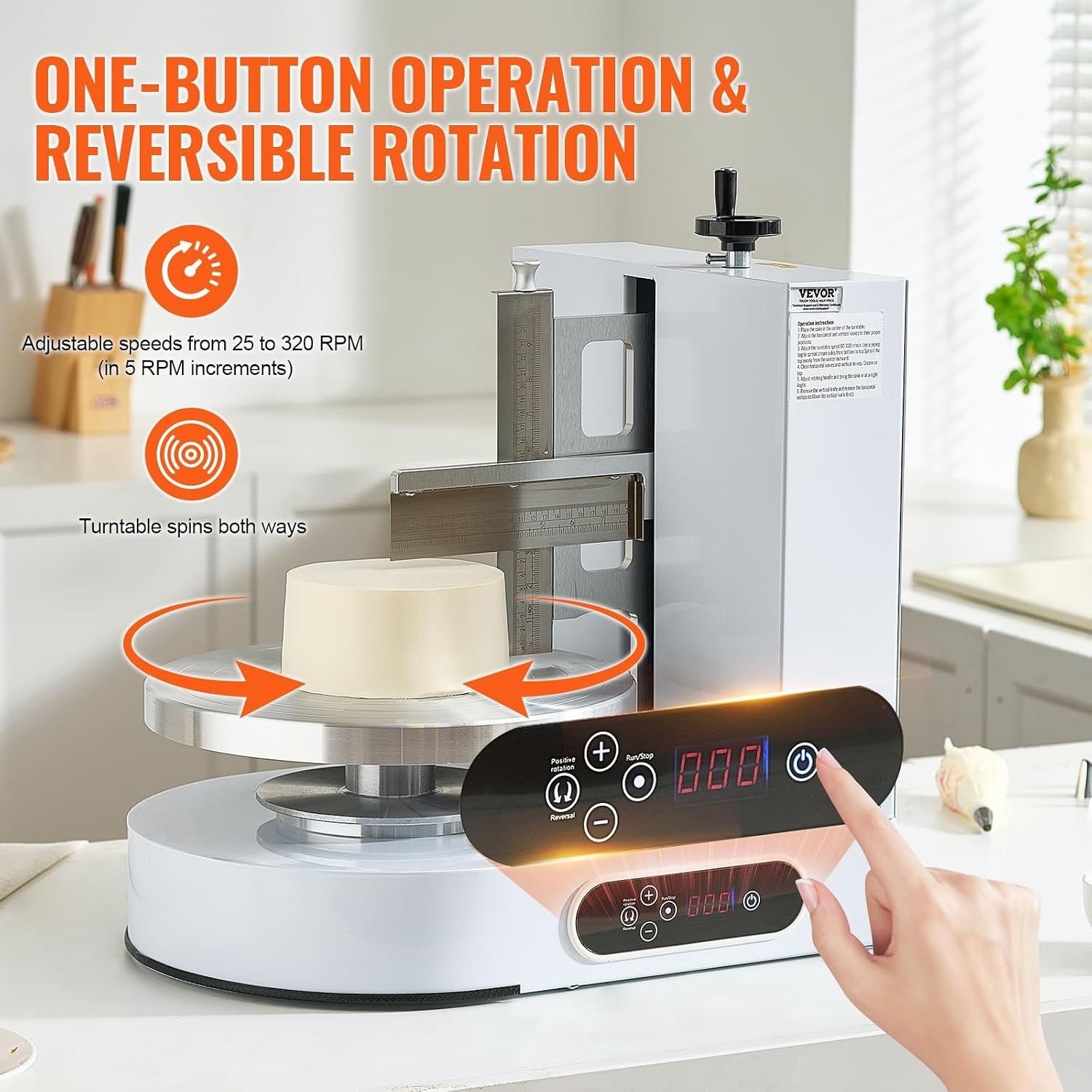 image:imageVEVOR Cake Decorating Machine Cake Cream Spreading Coating Smearing Machine Low Noise Cake Frosting Machine Turntable with Adjustable Scraper for 4 to 16 Cake 25320RPM Rotating Speed PinkWhite