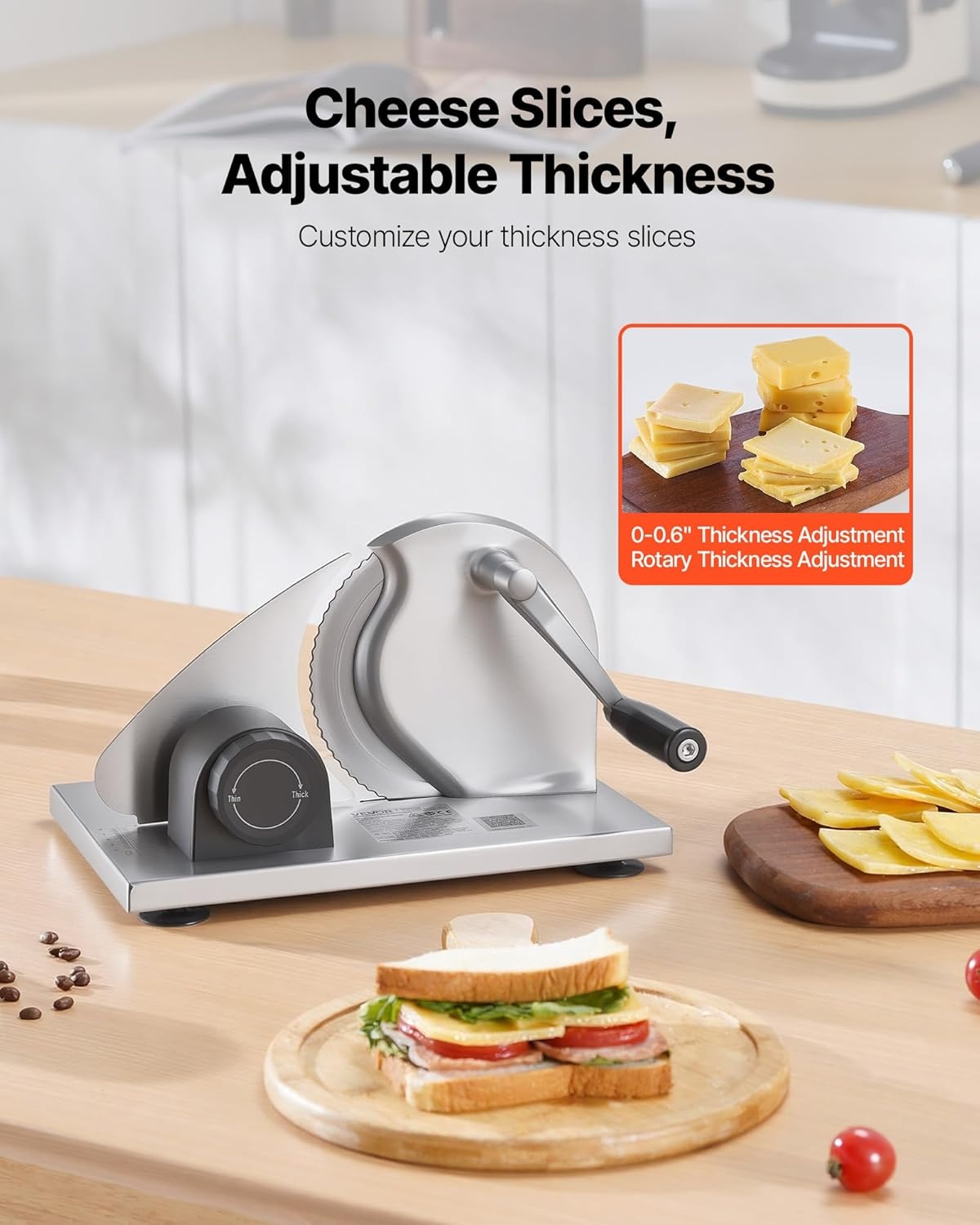 image:imageVEVOR Cheese Slicer Butter Cutter with 02 UltraThin Cheeser Butter Cutting Blade Detachable Cheese Slicer Wire Aluminum Alloy Commercial Cheese Cutter with 316 Stainless Steel Knife Wire122 x 1004 x 748 in