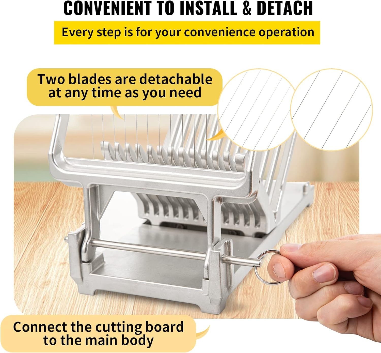 image:imageVEVOR Cheese Slicer Butter Cutter with 02 UltraThin Cheeser Butter Cutting Blade Detachable Cheese Slicer Wire Aluminum Alloy Commercial Cheese Cutter with 316 Stainless Steel Knife WireNormal