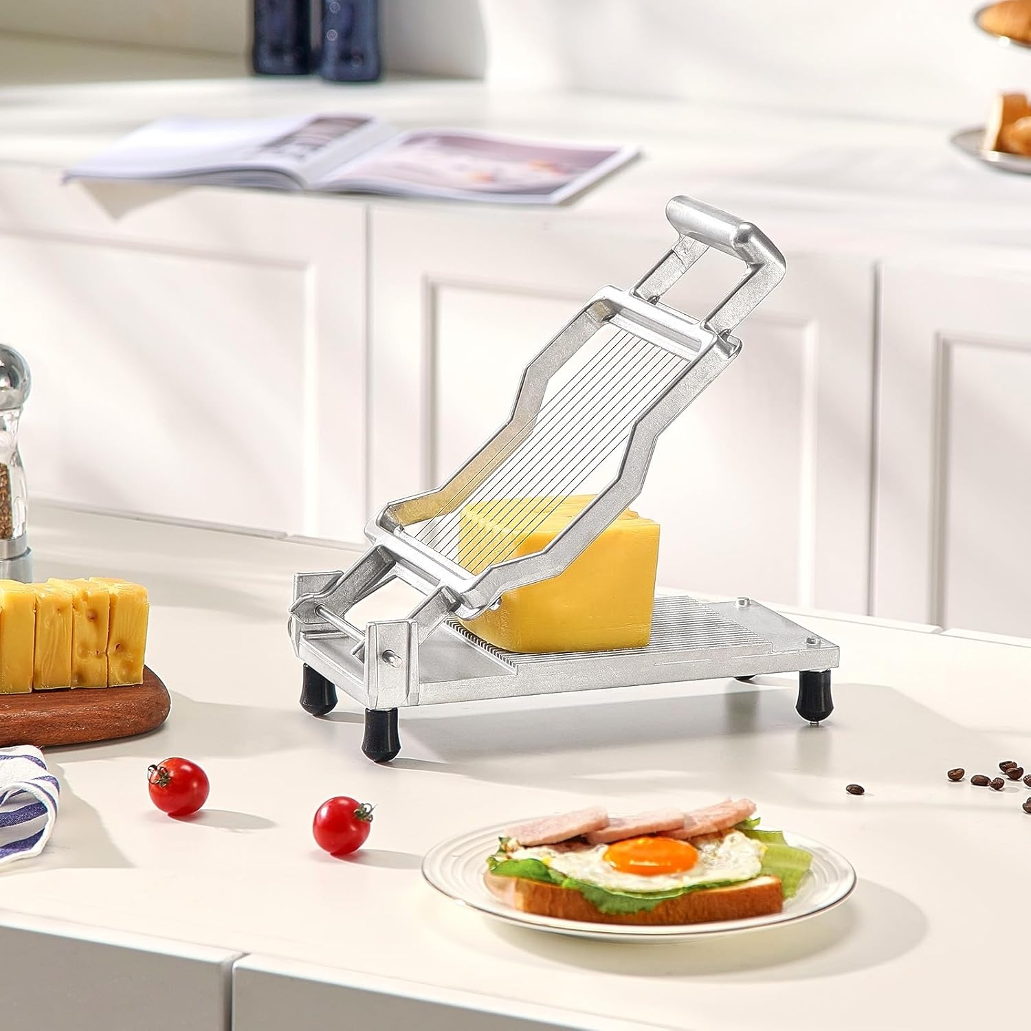 image:imageVEVOR Cheese Slicer Butter Cutter with 02 UltraThin Cheeser Butter Cutting Blade Detachable Cheese Slicer Wire Aluminum Alloy Commercial Cheese Cutter with 316 Stainless Steel Knife Wire02