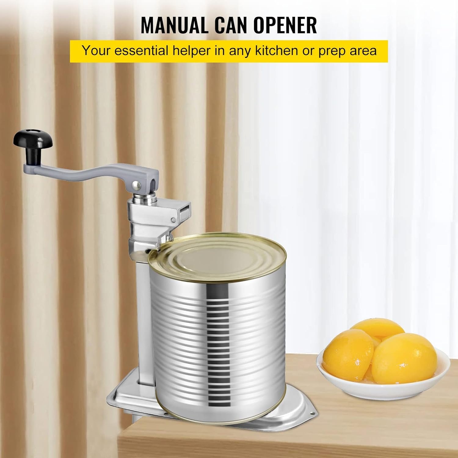 image:imageVEVOR Commercial Can Opener 18948cm Long Stainless Steel Manual Table Can Opener for Up to 11830cm Tall Fixed with Clamp or Screws Ergonomic Swing Handle amp One Spare Knife for Restaurants