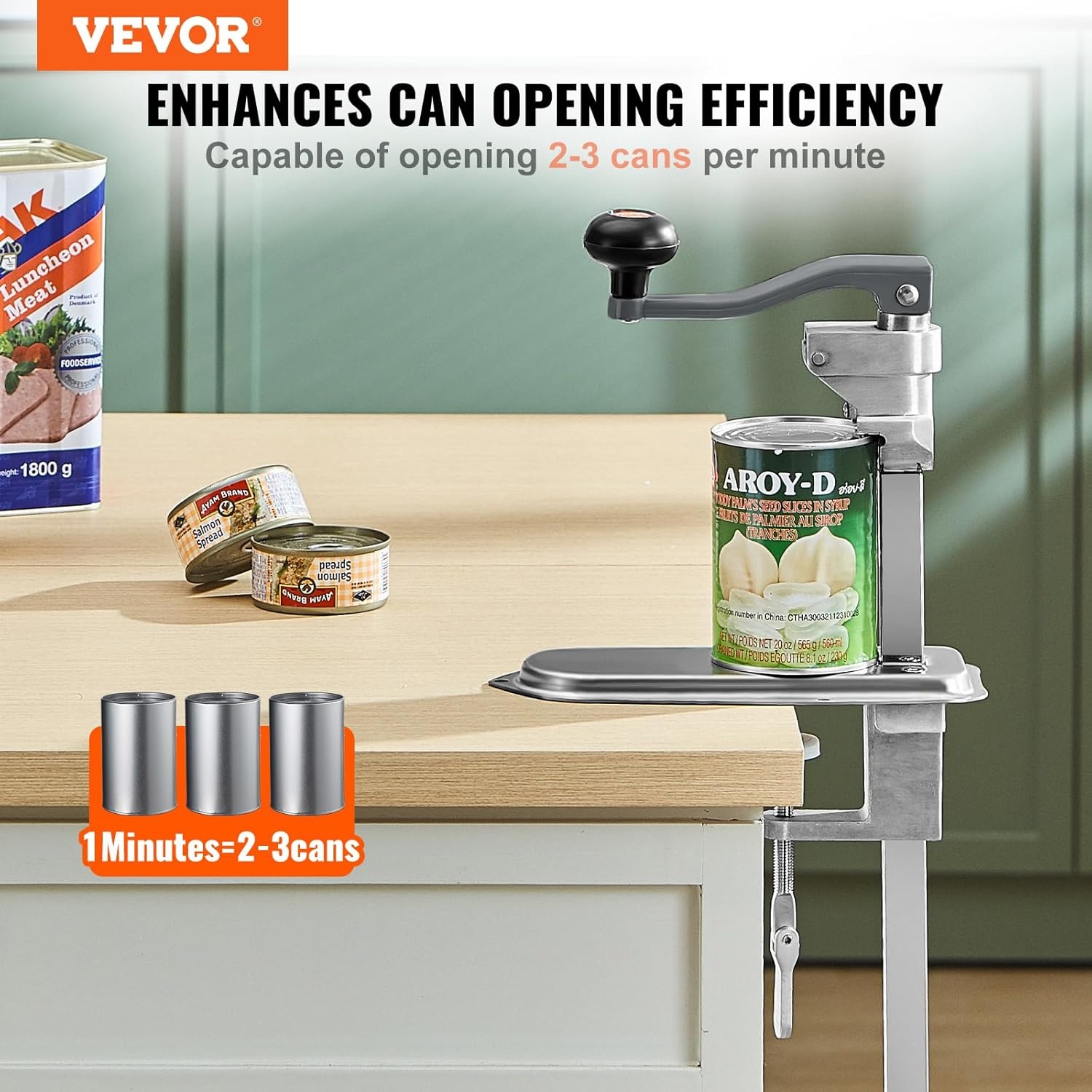 image:imageVEVOR Commercial Can Opener HeavyDuty Manual Tabletop Cans Opener for Cans Up to 118 in Height HeightAdjustable Professional Can Openers Fixed with Screws for Restaurant Hotel and Food Store23 in cans up to 157 in
