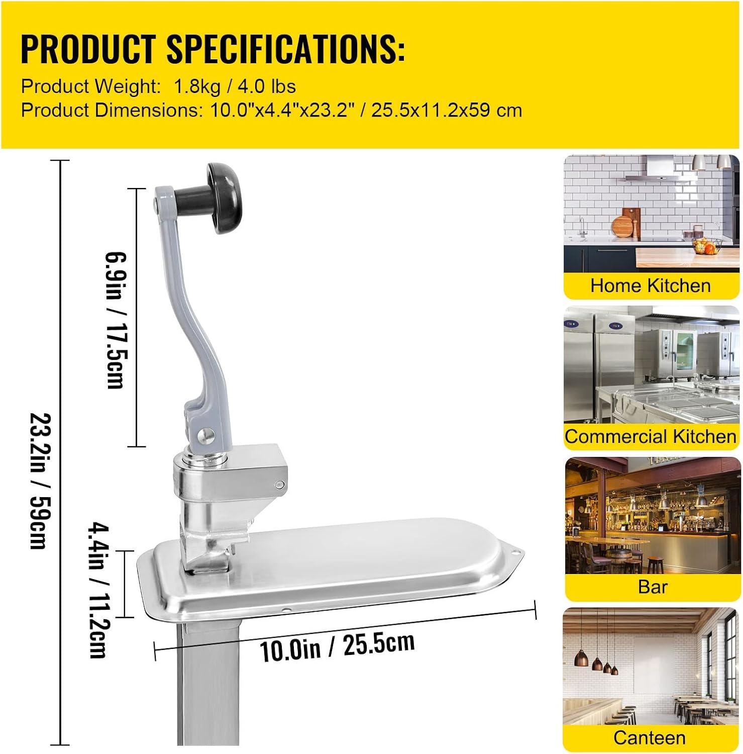 image:imageVEVOR Commercial Can Opener HeavyDuty Manual Tabletop Cans Opener for Cans Up to 118 in Height HeightAdjustable Professional Can Openers Fixed with Screws for Restaurant Hotel and Food Store23 in cans up to 157 in