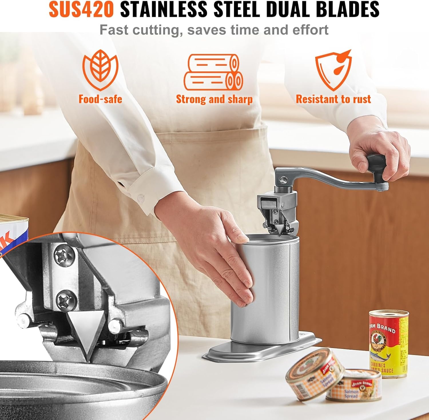 image:imageVEVOR Commercial Can Opener HeavyDuty Manual Tabletop Cans Opener for Cans Up to 118 in Height HeightAdjustable Professional Can Openers Fixed with Screws for Restaurant Hotel and Food Store23 in cans up to 157 in
