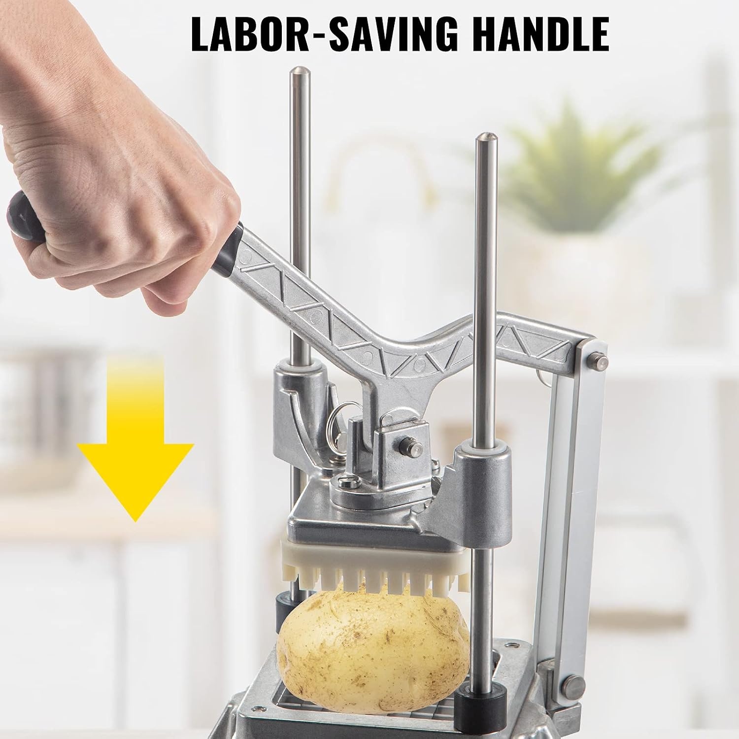 image:imageVEVOR Commercial Chopper with 4 Replacement Blades Commercial Vegetable Chopper Stainless Steel French Fry Cutter Potato Dicer amp Slicer Commercial Vegetable Fruit Chopper for Restaurants amp Home Kitche866 x 866 x 1969
