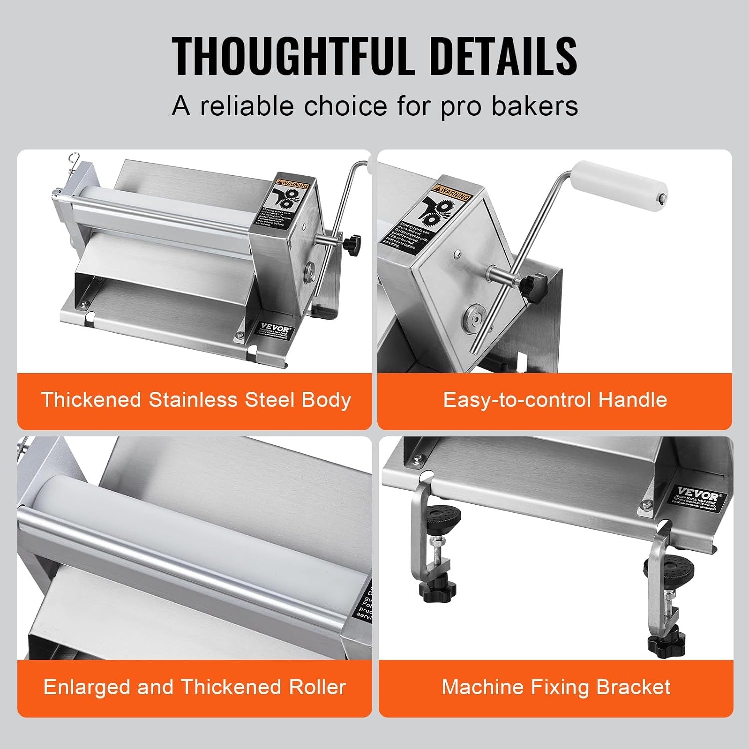 image:imageVEVOR Commercial Dough Sheeter Machine 197Inch Reversible Puff Pastry Sheeter and Fondant Roller Electric Dough Roller 014 Adjustable Thickness Folding Dough Sheeter for Bakeries Pastries11 inch