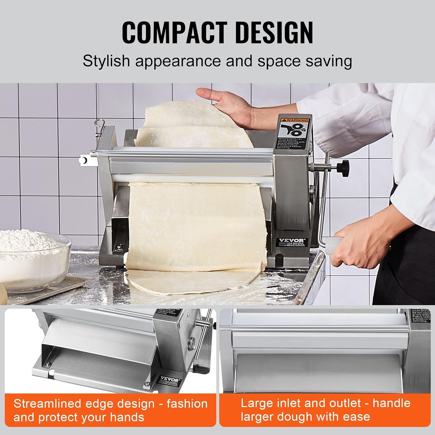 image:imageVEVOR Commercial Dough Sheeter Machine 197Inch Reversible Puff Pastry Sheeter and Fondant Roller Electric Dough Roller 014 Adjustable Thickness Folding Dough Sheeter for Bakeries Pastries11 inch