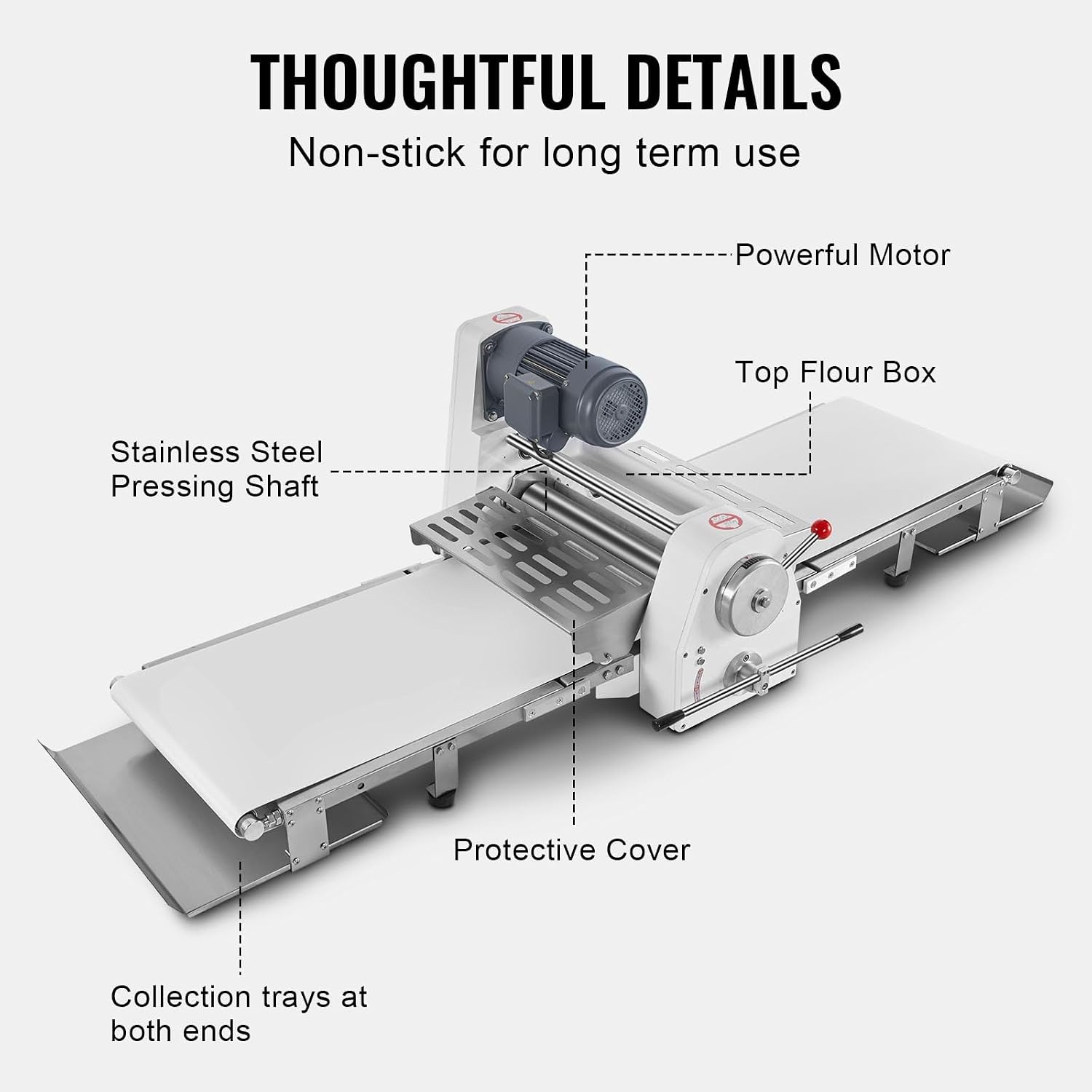 image:imageVEVOR Commercial Dough Sheeter Machine 197Inch Reversible Puff Pastry Sheeter and Fondant Roller Electric Dough Roller 014 Adjustable Thickness Folding Dough Sheeter for Bakeries Pastries197 inch